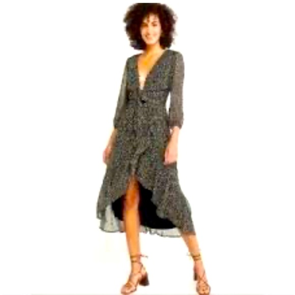 NWT Abercrombie & Fitch asymmetric Ruffle Midi  tiered Whimsygoth Floral Dress S - Picture 10 of 10